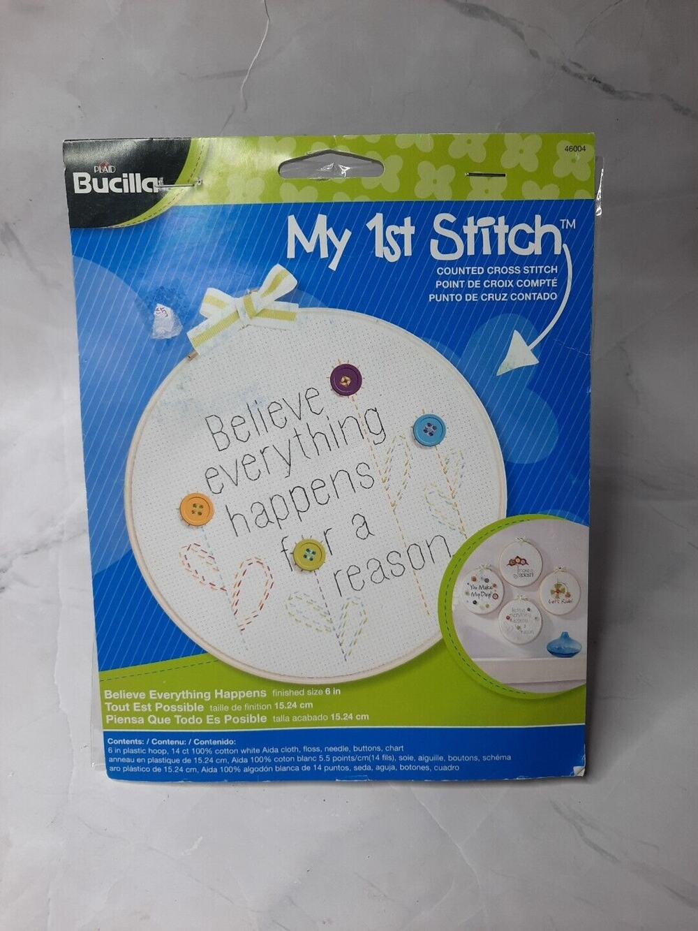 Bucilla Plaid My 1st Stitch Counted Cross Stitch Kit Believe Everything Happens
